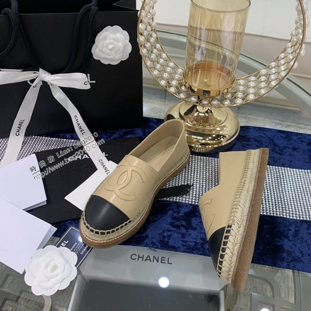 CHANEL頂級代購版漁夫鞋 香奈兒羊皮漁夫鞋草編鞋 dx3566